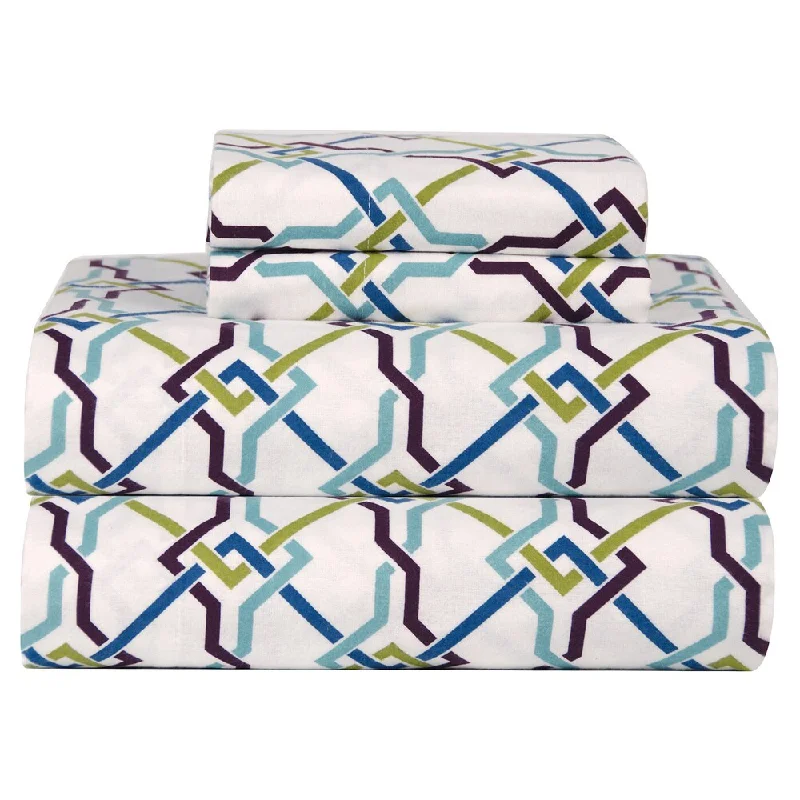 Flat Sheets with a High - Quality Finish for a Luxurious LookCeleste Home Lattice Ultra Soft Flannel Bed Sheet Set