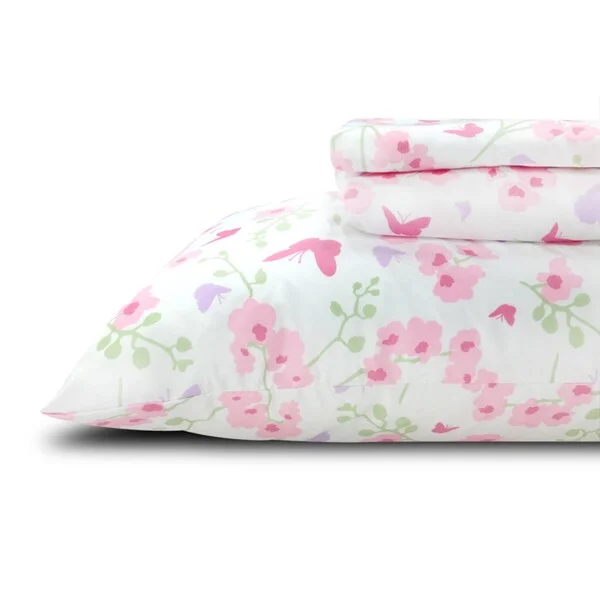 Flat Sheets with a High - Quality Finish for a Luxurious LookPrinted Butterflies Flowers Kids/ Teens Twin Sheet Set