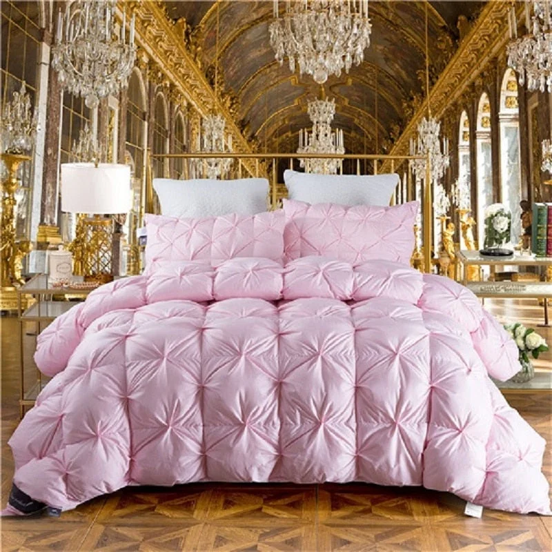 Embroidered duvet covers with intricate needlework for a luxurious touch100% Goose Down Duvet 3D luxury quilted Quilt king queen full size Comforter Winter Thick Blanket Solid Color