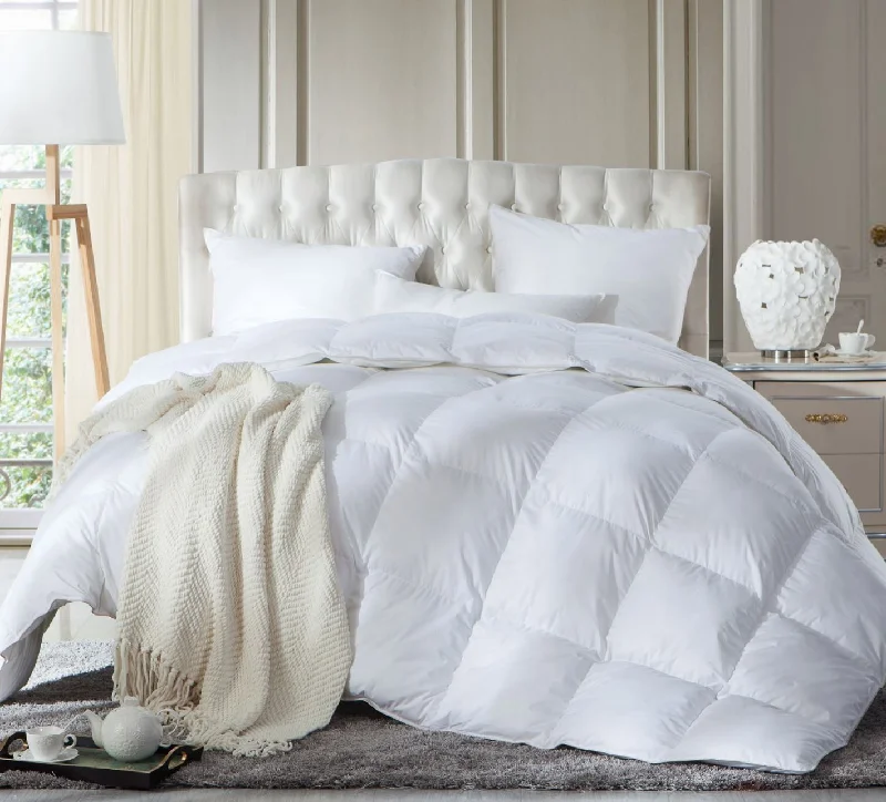 Oversized duvet covers that drape beautifully over the sides of the bed for a luxurious lookWhite Goose Down Duvet - 4 Season - Made in Canada