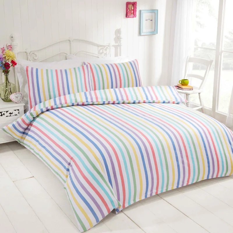 Guest - room duvet covers to make visitors feel welcome and comfortableCandy Stripe Flannelette Duvet Cover Set