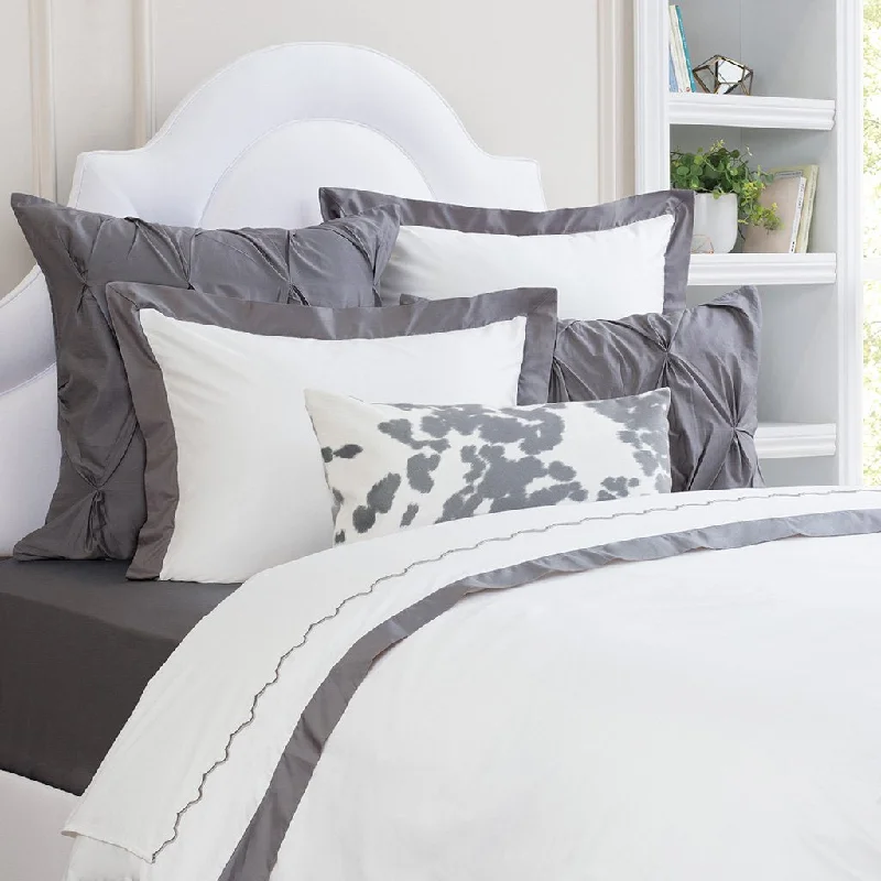 Zipper - closure duvet covers for easy removal and washingCharcoal Grey Linden Border Duvet Cover