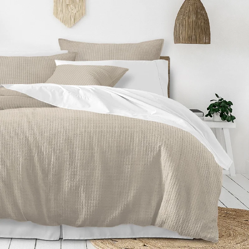 Linen duvet covers with a natural texture and breathabilityClassic Waffle Natural Bedding