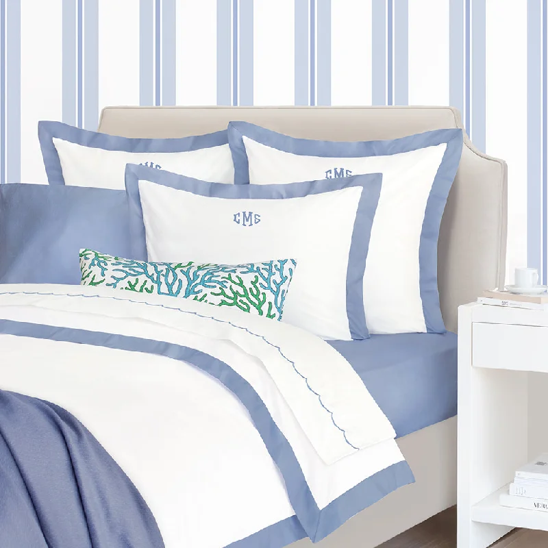 Moisture - wicking duvet covers to prevent night sweatsCoastal Blue Linden Border Duvet Cover