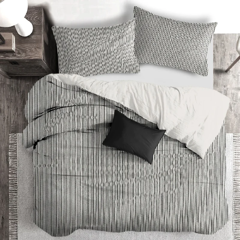 Value - for - money duvet covers that offer great quality at a reasonable priceCruz Ticking Stripes Black/Linen Bedding