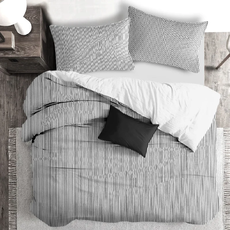 Stain - resistant duvet covers for easy maintenanceCruz Ticking Stripes White/Black Bedding