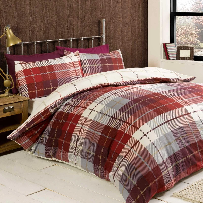 Affordable duvet covers for those on a tight budgetLomond Check Flannelette Duvet Cover Set Red