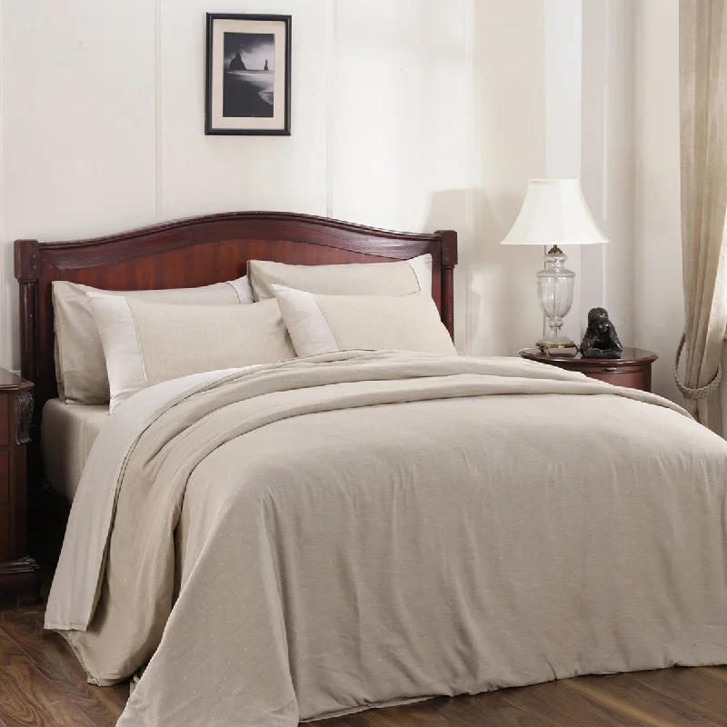 Bamboo - derived duvet covers with antibacterial and moisture - wicking propertiesMuted Dot Reversible Made With Egyptian Cotton Ultra Soft Beige Duvet Cover with Pillow Case