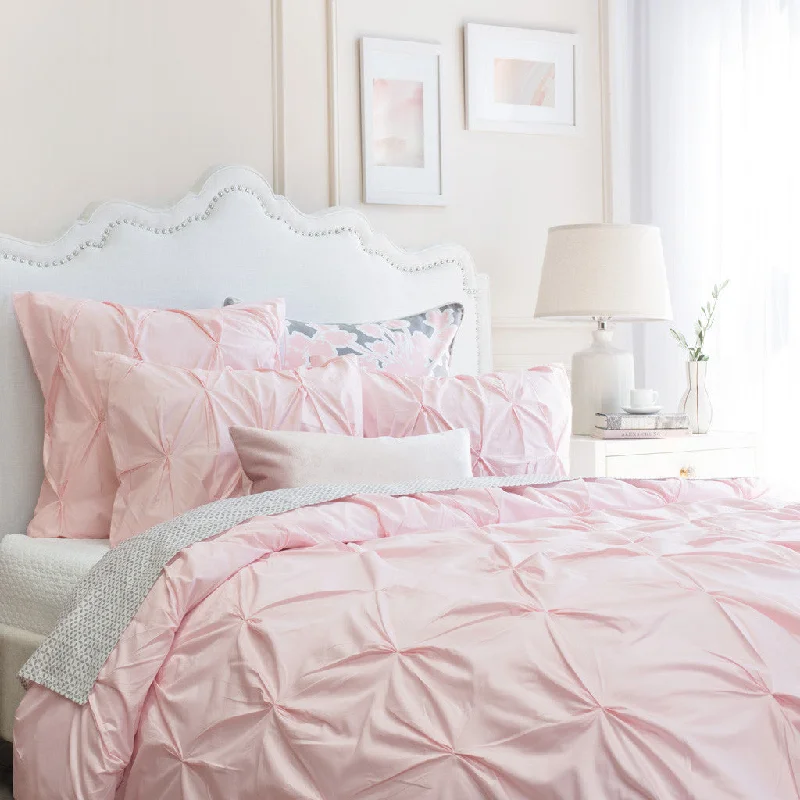 Solid - colored duvet covers in classic colors like white, black, and navy for a timeless lookPink Valencia Pintuck Duvet Cover