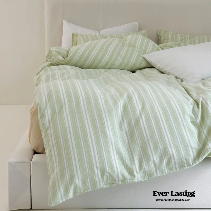 Machine - washable duvet covers for hassle - free cleaningRefreshing Stripe Duvet Cover / Mint Green