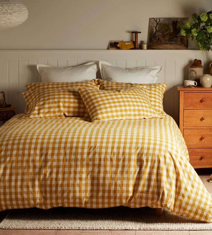 Silk duvet covers for a smooth and elegant touchSaffron Gilbert Gingham Brushed 100% Organic Cotton Duvet Cover