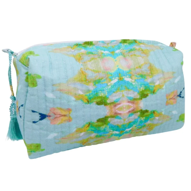 Embroidered duvet covers with intricate needlework for a luxurious touchStained Glass Blue Large Cosmetic Bag