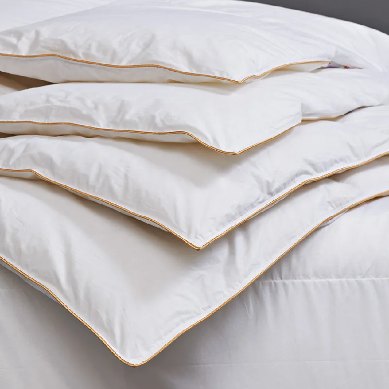 Oversized duvet covers that drape beautifully over the sides of the bed for a luxurious lookStirling 850 Loft Canadian Hutterite White Goose Down Duvet