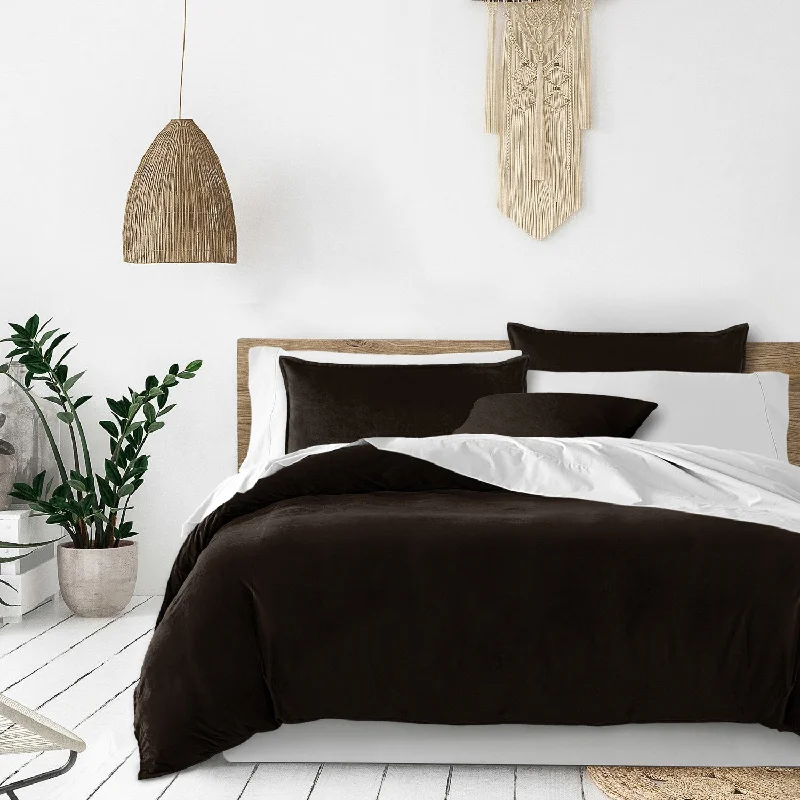 Minimalist - style duvet covers with clean lines and simple designsVanessa Chocolate Bedding